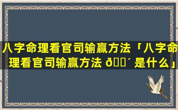 八字命理看官司输赢方法「八字命理看官司输赢方法 🌴 是什么」